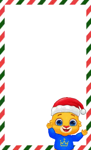 Cartoon Character In Santa Hat And Blue Shirt With Crown Sticker