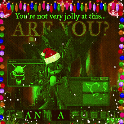 Cartoon Character In Santa Hat Saying Youre Not Very Jolly GIF