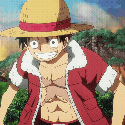 Cartoon Character In Straw Hat And Red Jacket Smiling GIF