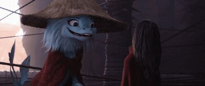Cartoon Character In Straw Hat Talking To Girl GIF