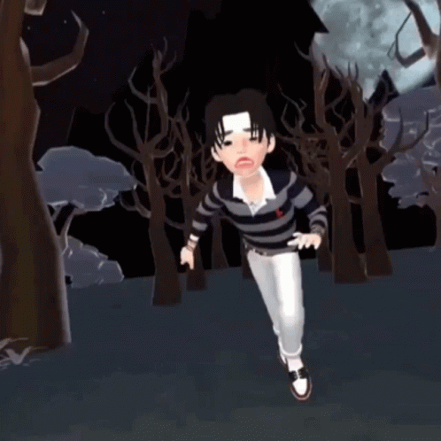 Cartoon Character In Striped Shirt Standing In Forest GIF