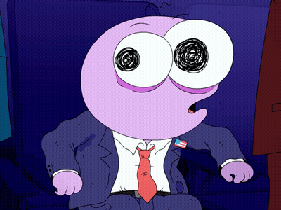 Cartoon Character In Suit And Tie With American Flag Badge GIF