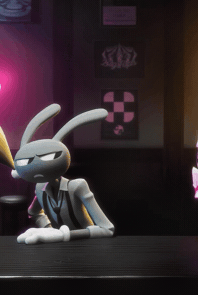 Cartoon Character In Suit Dancing In Dark Room GIF