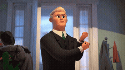 Cartoon Character In Suit Flying GIF