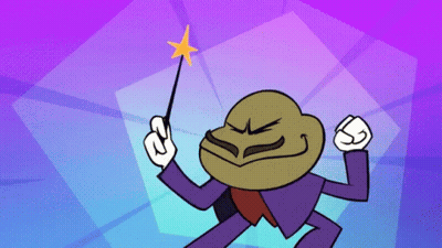 Cartoon Character In Suit Holding Wand With Star GIF