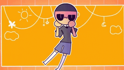 Cartoon Character In Sunglasses And Knee High Socks On Tiled Floor GIF