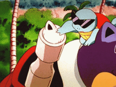 Cartoon Character In Sunglasses Riding Another GIF