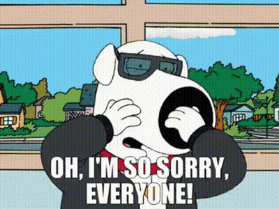 Cartoon Character In Sunglasses Saying Sorry GIF