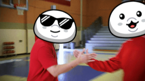 Cartoon Character In Sunglasses Shaking Hands GIF