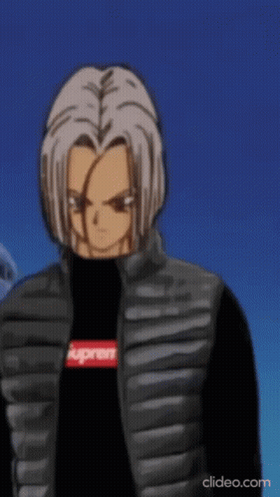 Cartoon Character In Supreme Vest And Shirt GIF