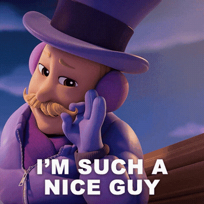 Cartoon Character In Top Hat And Ear Muffs Says I'm Such A Nice Guy GIF