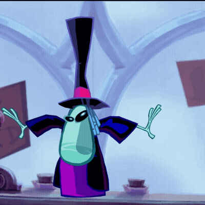 Cartoon Character In Top Hat And Purple Jacket GIF