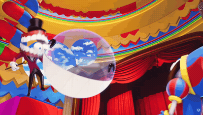 Cartoon Character In Top Hat Blowing Soap Bubble GIF