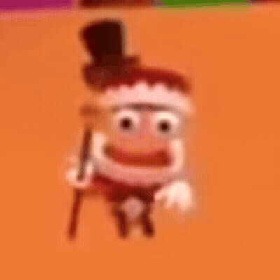 Cartoon Character In Top Hat Holding Cane GIF