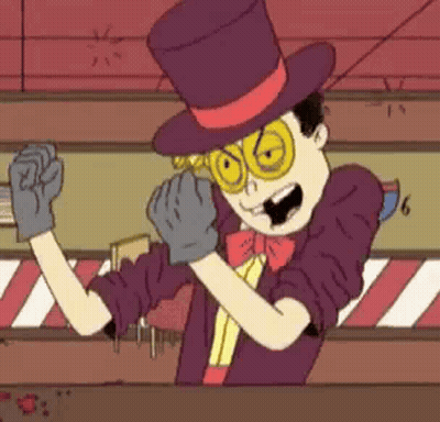Cartoon Character In Top Hat Making Funny Face GIF