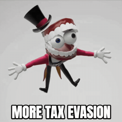 Cartoon Character In Top Hat More Tax Evasion GIF