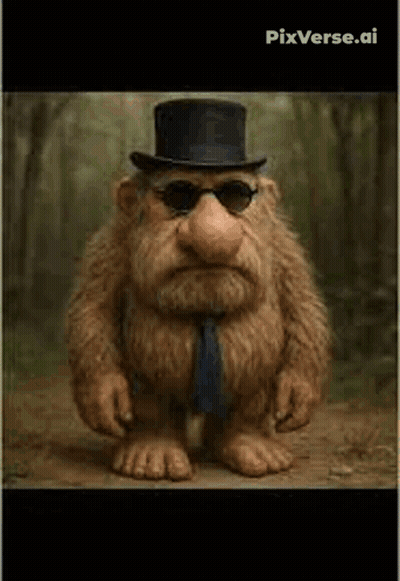 Cartoon Character In Top Hat Sunglasses And Tie GIF