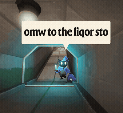 Cartoon Character In Tunnel Saying OMW To The Licor Sto GIF