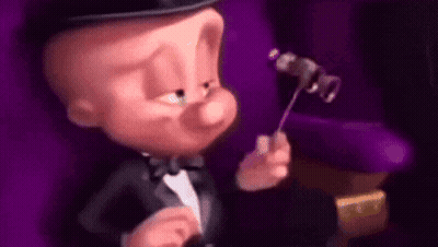 Cartoon Character In Tuxedo And Top Hat Holding Stick GIF