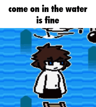 Cartoon Character In Water Come On In The Water Is Fine GIF