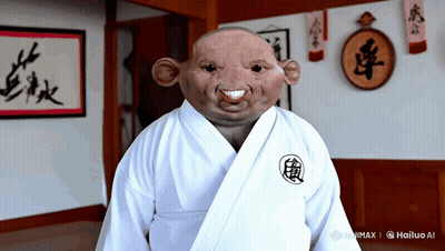 Cartoon Character In White Robe With Chinese Characters GIF