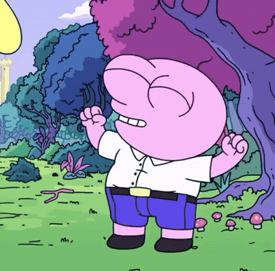 Cartoon Character In White Shirt And Blue Shorts GIF