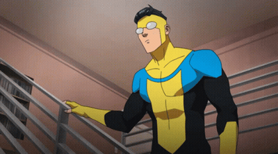 Cartoon Character In Yellow And Blue Superhero Suit GIF