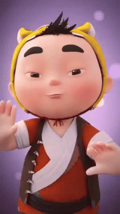 Cartoon Character In Yellow Hat And Red Vest Waving GIF