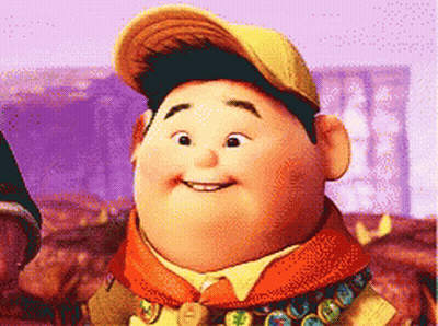 Cartoon Character In Yellow Hat And Scarf Smiling GIF