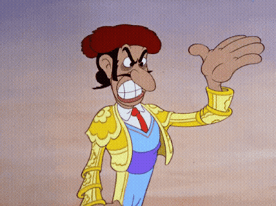 Cartoon Character In Yellow Jacket And Red Tie Waving GIF