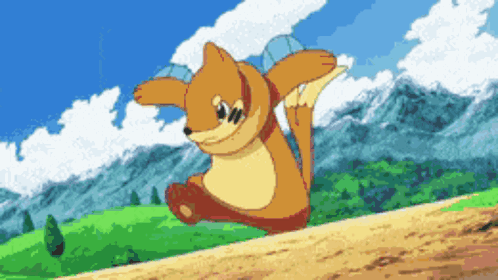 Cartoon Character Jumping Over Dirt Road GIF