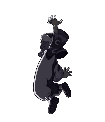 Cartoon Character Jumping With Hands Outstretched Sticker