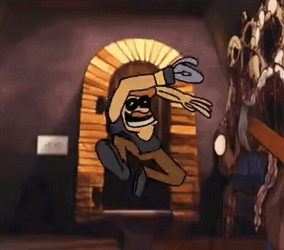 Cartoon Character Jumping With Knife GIF