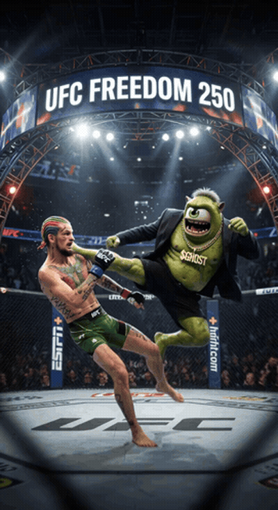 Cartoon Character Kicking Fighter UFC Freedom 250 GIF