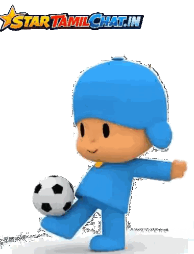 Cartoon Character Kicking Soccer Ball Sticker