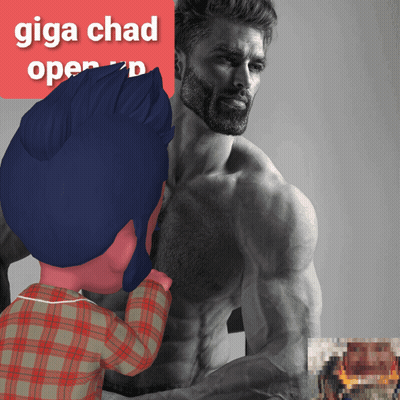 Cartoon Character Kissing Shirtless Man Giga Chad GIF
