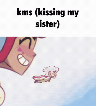 Cartoon Character KMS Kissing My Sister GIF