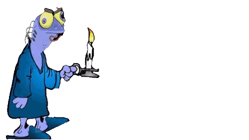 Cartoon Character Kneeling Holding Candle Sticker