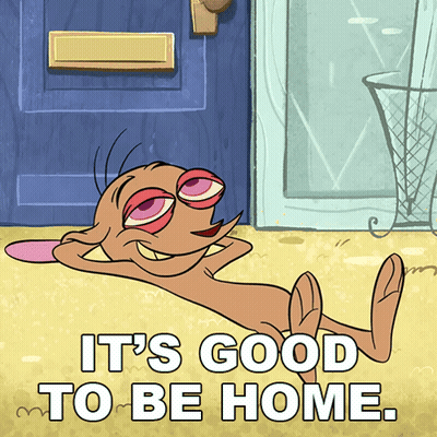Cartoon Character Laying Down It's Good To Be Home GIF