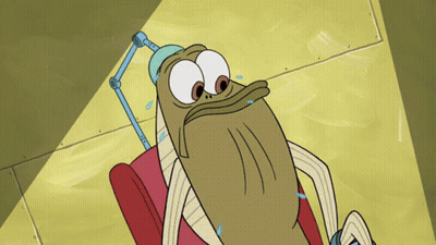 Cartoon Character Laying In Chair With Lamp On Head GIF