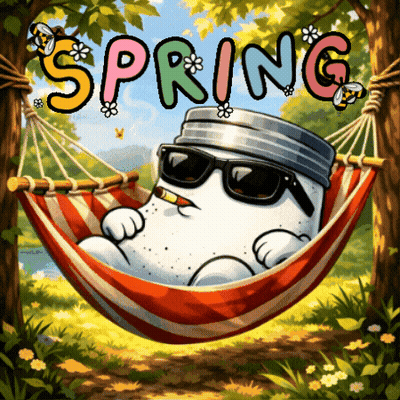 Cartoon Character Laying in Hammock With Spring Above