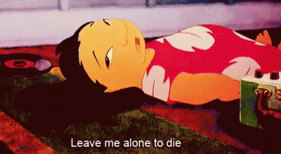 Cartoon Character Laying On Floor Saying Leave Me Alone To Die GIF