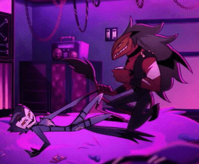 Cartoon Character Laying On Floor With Purple Background GIF