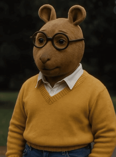 Cartoon Character Laying On Grass With Puppy On Back GIF