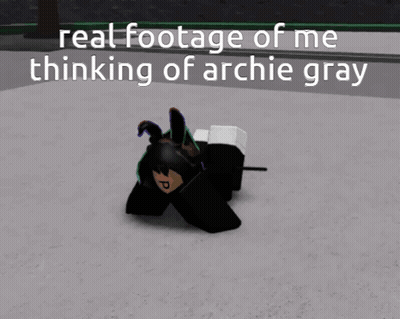 Cartoon Character Laying On Ground Saying Real Footage Of Me Thinking Of Archie Gray GIF