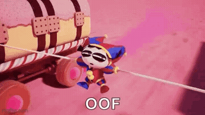 Cartoon Character Laying On Pink Surface With Pink Suitcase GIF
