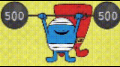 Cartoon Character Lifting 500 Barbell GIF