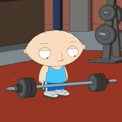 Cartoon Character Lifting Barbell Funny Face GIF