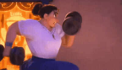 Cartoon Character Lifting Dumbbell And Boxing Gloves GIF