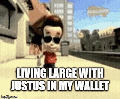 Cartoon Character Living Large With Justus In My Wallet GIF